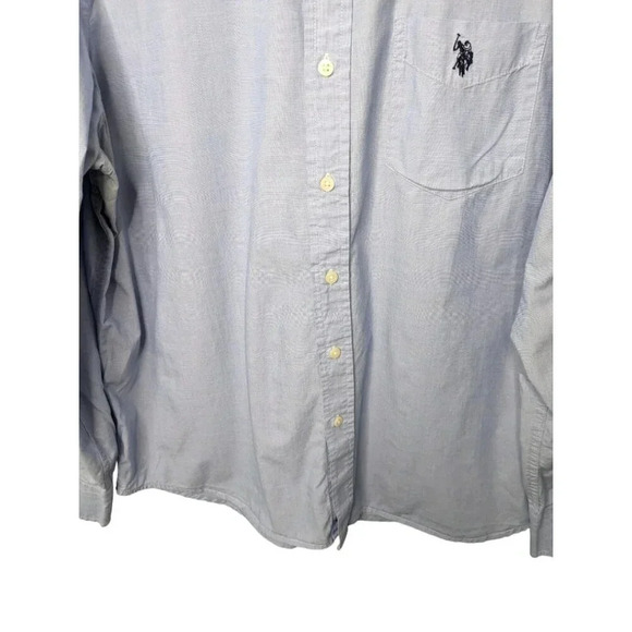 U.S. Polo Assn. Mens 100% Cotton Blue Button Down Long Sleeve Casual Shirt Sz XL - Picture 4 of 16